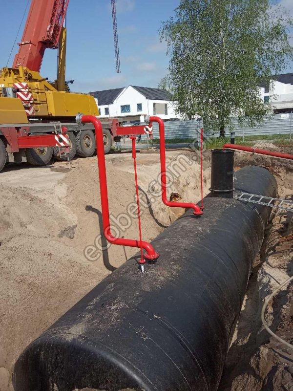 stalowa linia ssawna z koszem i nasadą strażacką 110