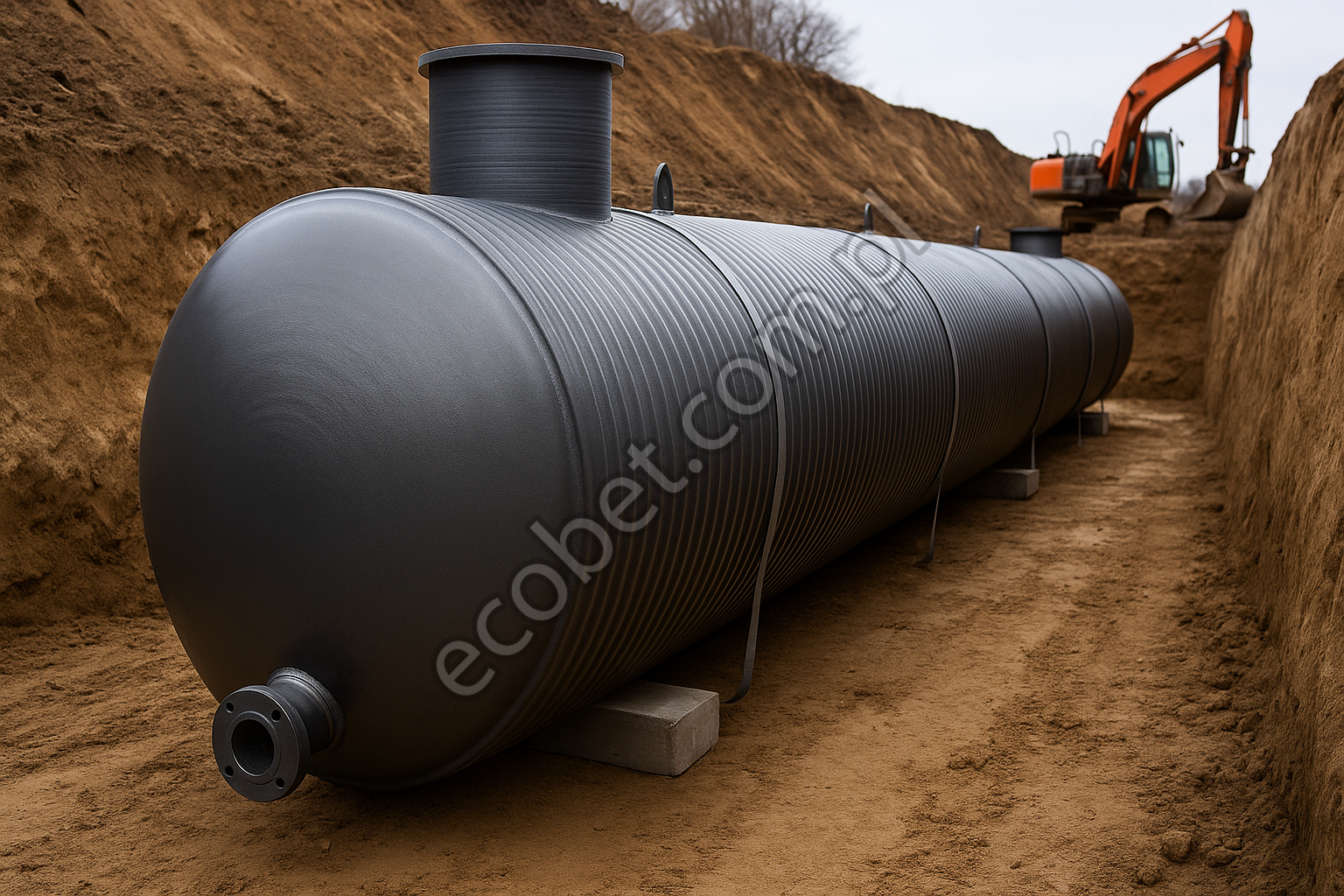 karbowany zbiornik retencyjny stalowy 25 000 l do wody opadowej